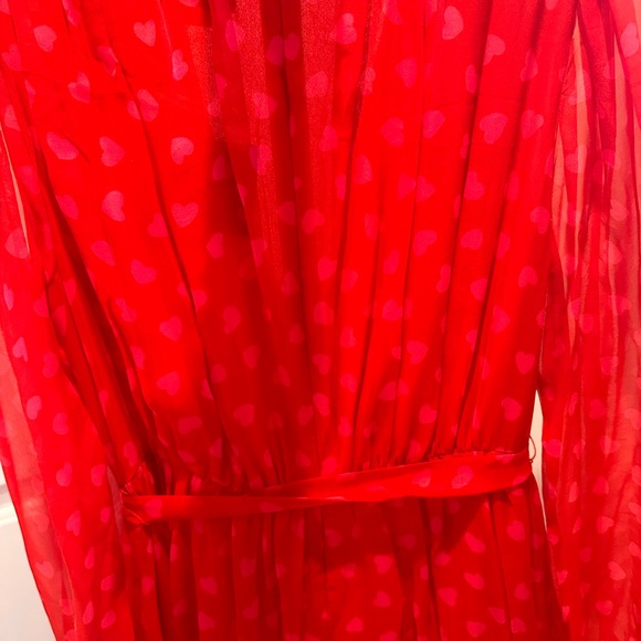 Kate Spade 100% Silk Heart Sheer-Sleeve Midi Dress - Picture 12 of 13
